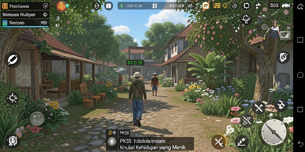 Tangkapan layar gameplay PK55 yang menunjukkan interaksi mendalam antara karakter.