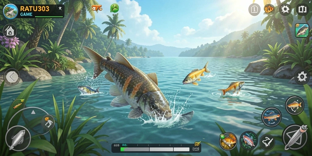 Tangkapan ikan besar dalam gameplay RATU303 yang menawan.